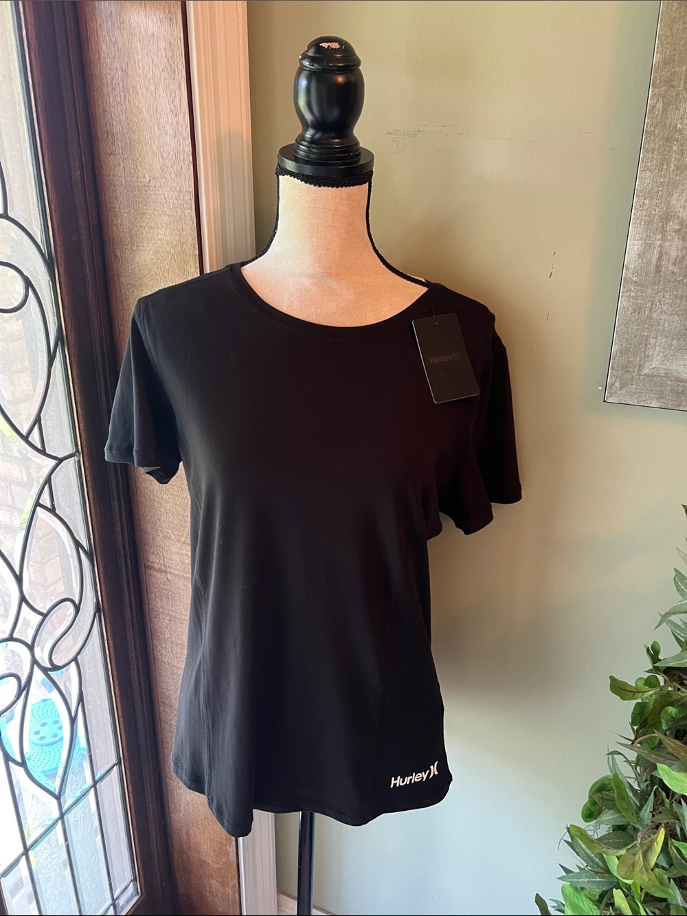 Hurley Black Short Sleeve Crew Tee with Subtle Logo